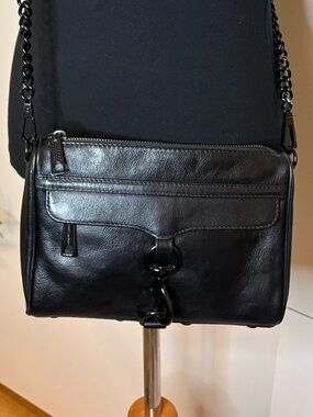Rebecca Minkoff Mini MAC Black Leather Crossbody with Blackmetal Chain